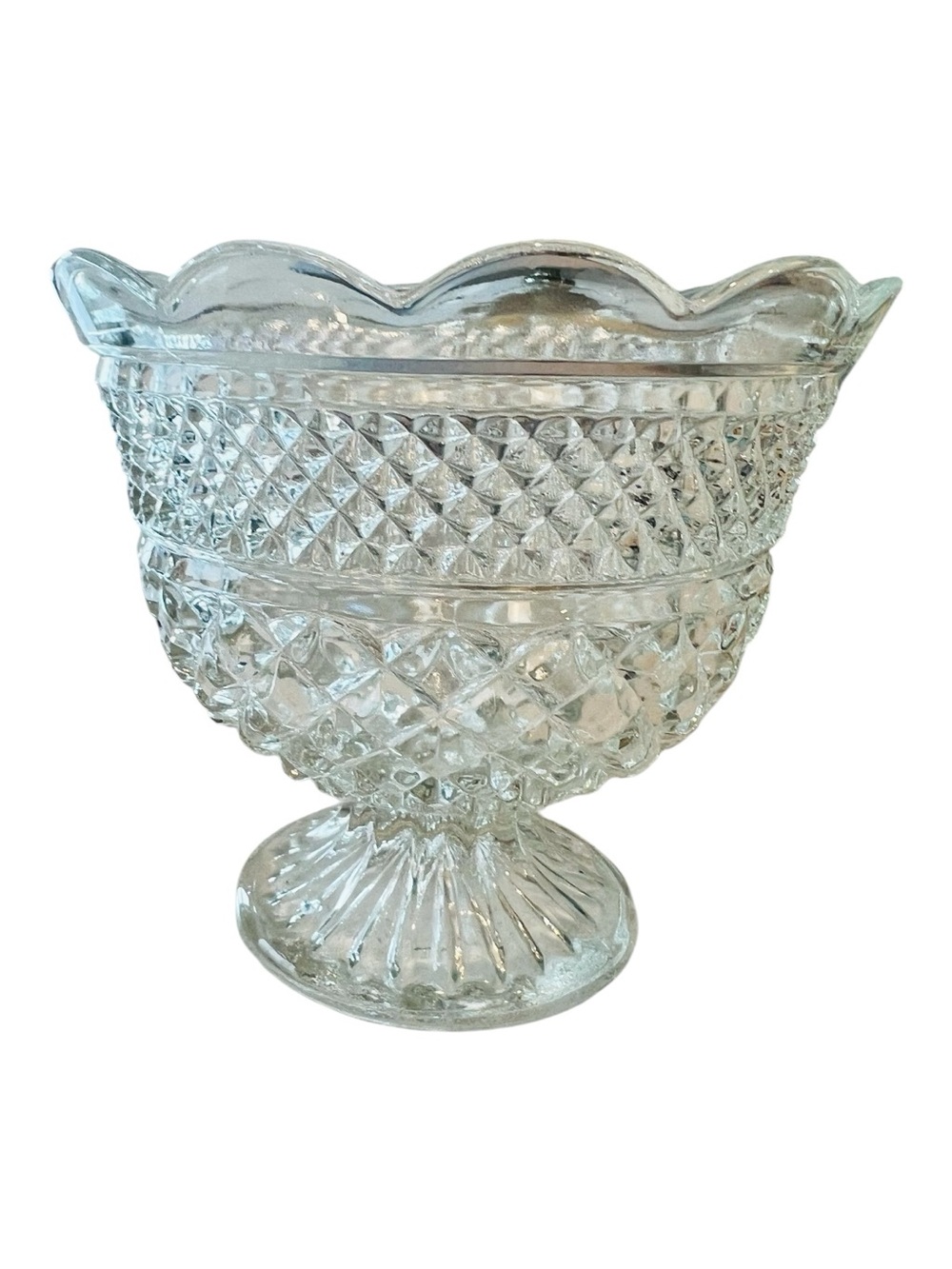 Vintage Anchor Hocking Wexford Footed Compote Bowl Clear Pressed Glass 8”
